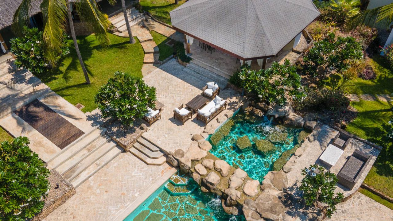 Imagen aérea del Billionaire Resort & Retreat Malindi de Kenia.