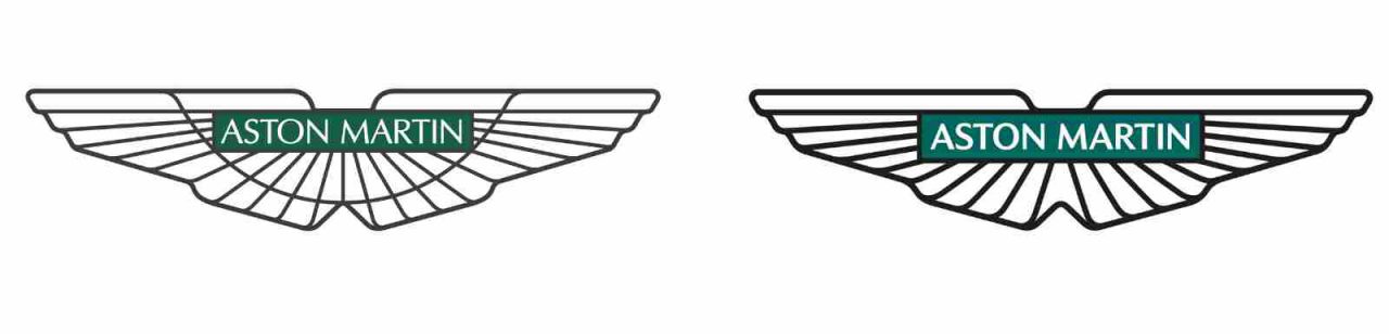 Foto de la evolución del logo de Aston Martin