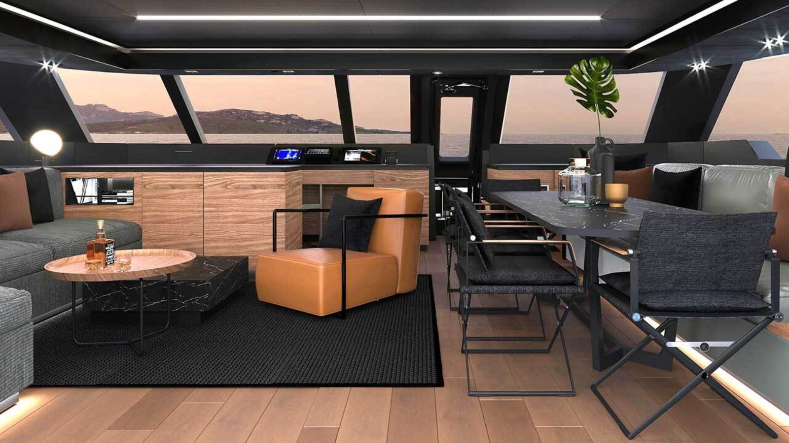 Interior de uno de los catamaranes de Sunreef, con mobiliario contemporáneo, maderas nobles y opciones máximas de personalización. - imagen 3